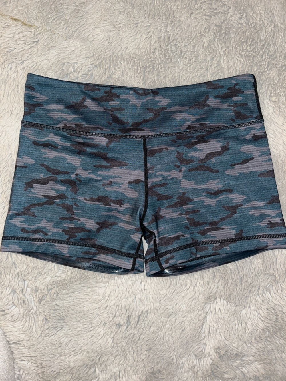 High-Rise Women's Teal Camo Bike Shorts